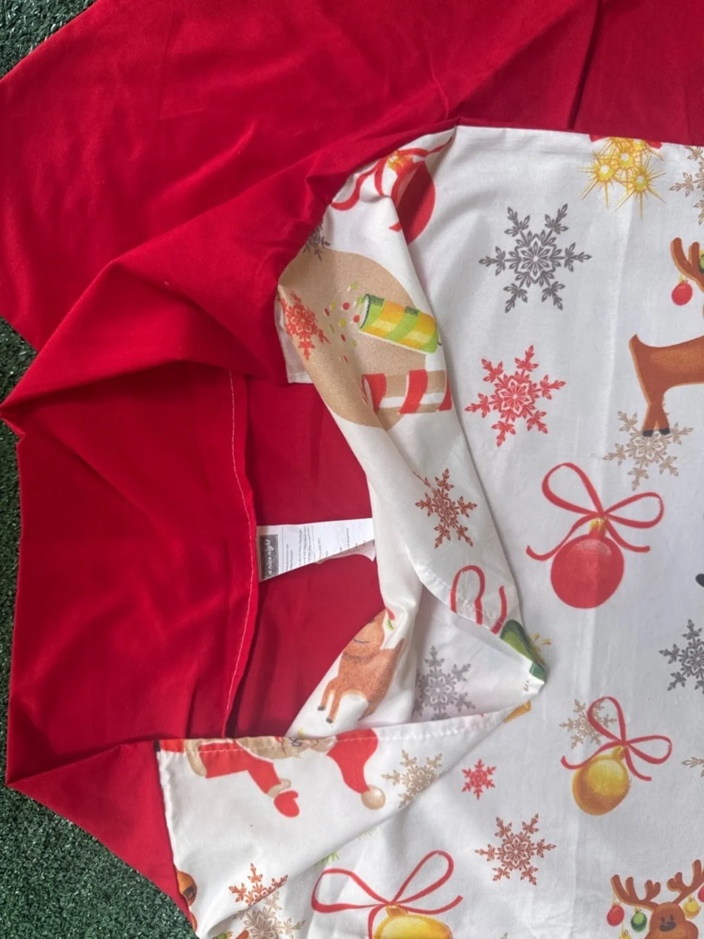 Christmas Santa & Reindeer Holiday Duvet Cover Set - Red & White